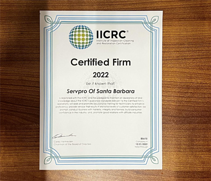 a certificate from the IICRC 